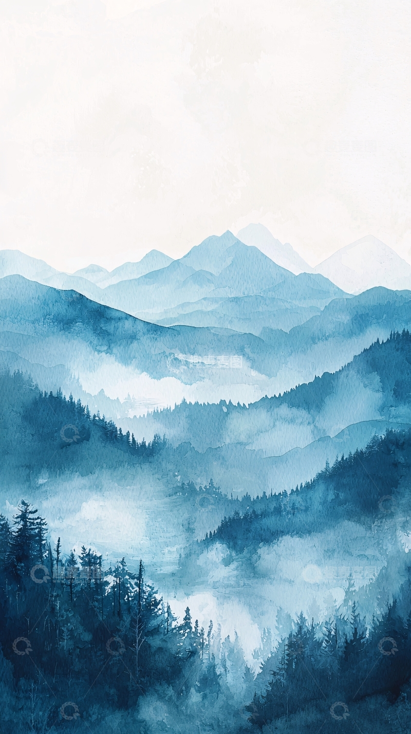 高清大图下载【趣麦麦图】水墨风山峦叠嶂