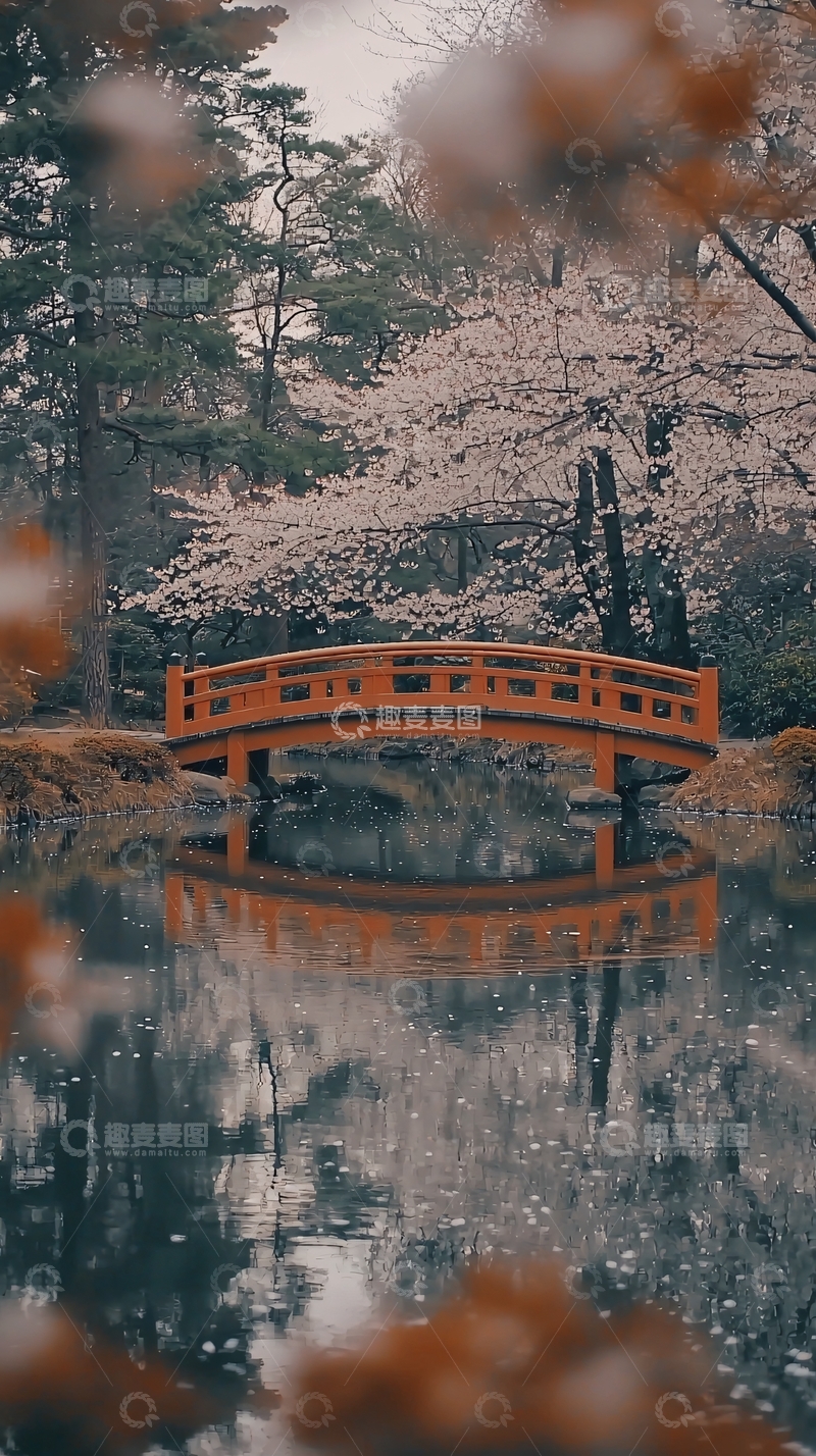 高清大图下载【趣麦麦图】静谧的日式小桥流水