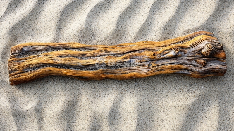 高清大图下载【趣麦麦图】沙滩上的枯木