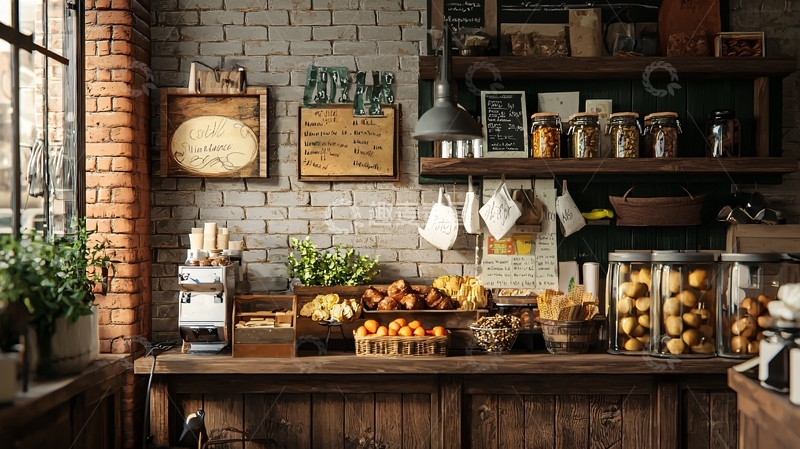 高清大图下载【趣麦麦图】复古面包店橱窗陈列