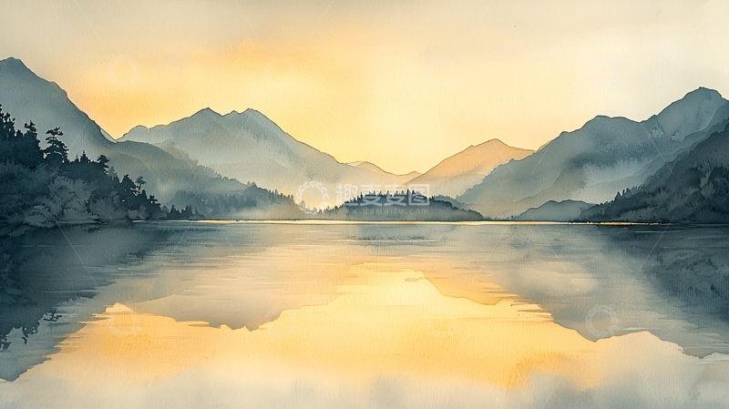 高清大图下载【趣麦麦图】宁静湖面山水风景