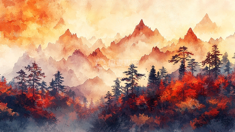 高清大图下载【趣麦麦图】秋日山峦叠嶂