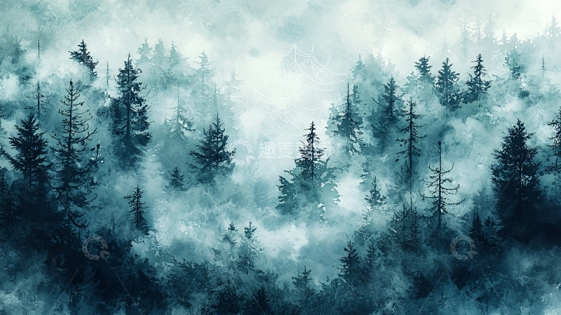 高清大图下载【趣麦麦图】雾气森林