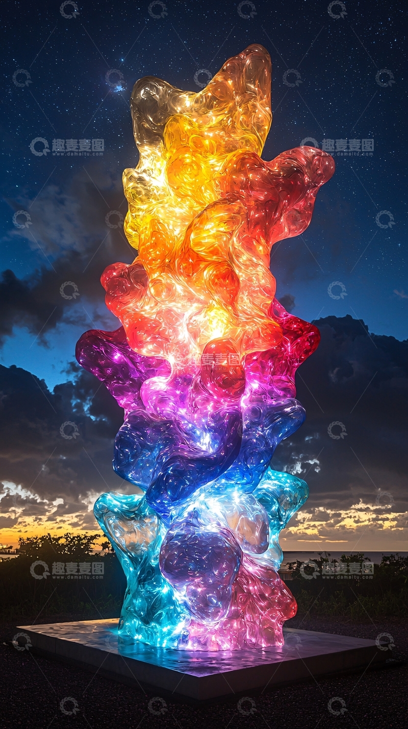 高清大图下载【趣麦麦图】彩色发光雕塑