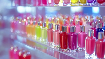 琳琅满目的指甲油陈列