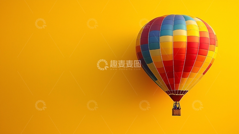 高清大图下载【趣麦麦图】热气球在黄色背景上