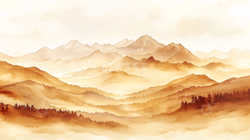 高清大图下载【趣麦麦图】水彩山脉4