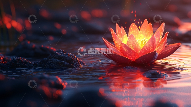 高清大图下载【趣麦麦图】绽放的红色莲花