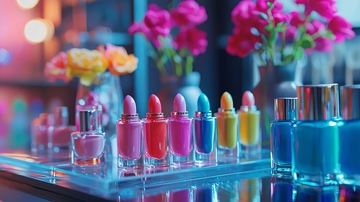 彩色指甲油和唇膏