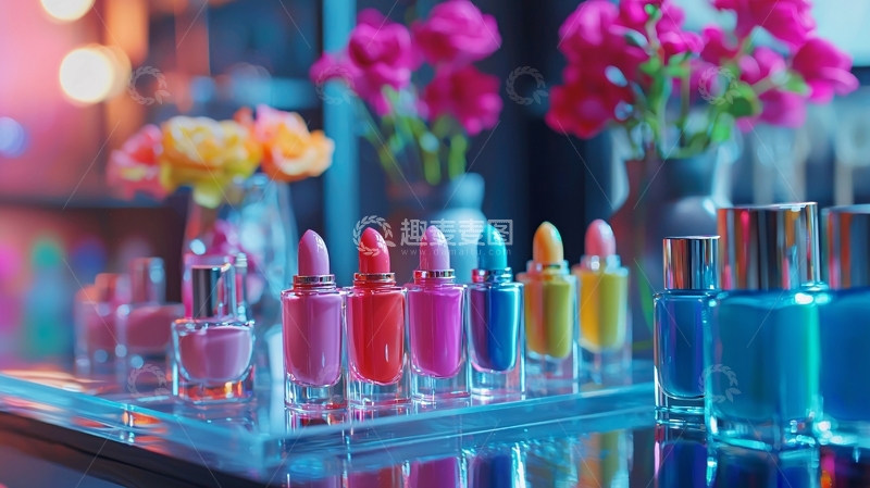 高清大图下载【趣麦麦图】彩色指甲油和唇膏