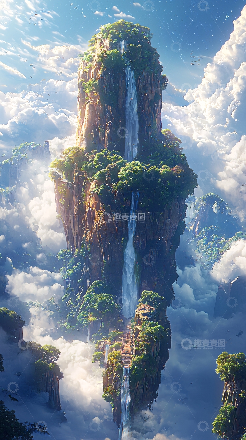 高清大图下载【趣麦麦图】云中之岛