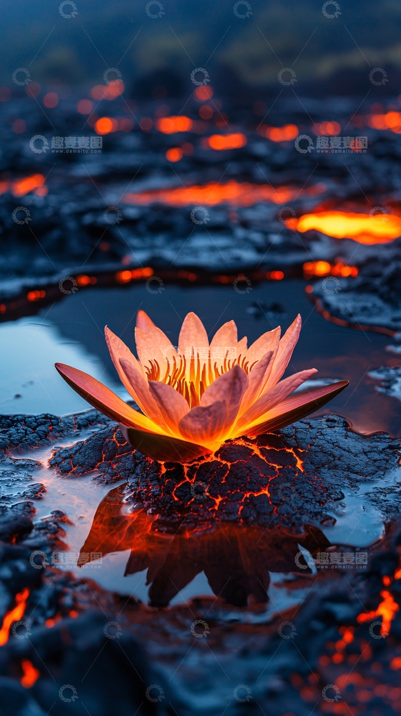 高清大图下载【趣麦麦图】熔岩上的莲花