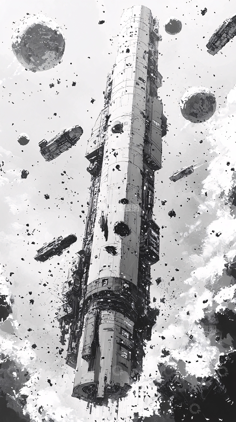 高清大图下载【趣麦麦图】科幻宇宙飞船残骸碎片