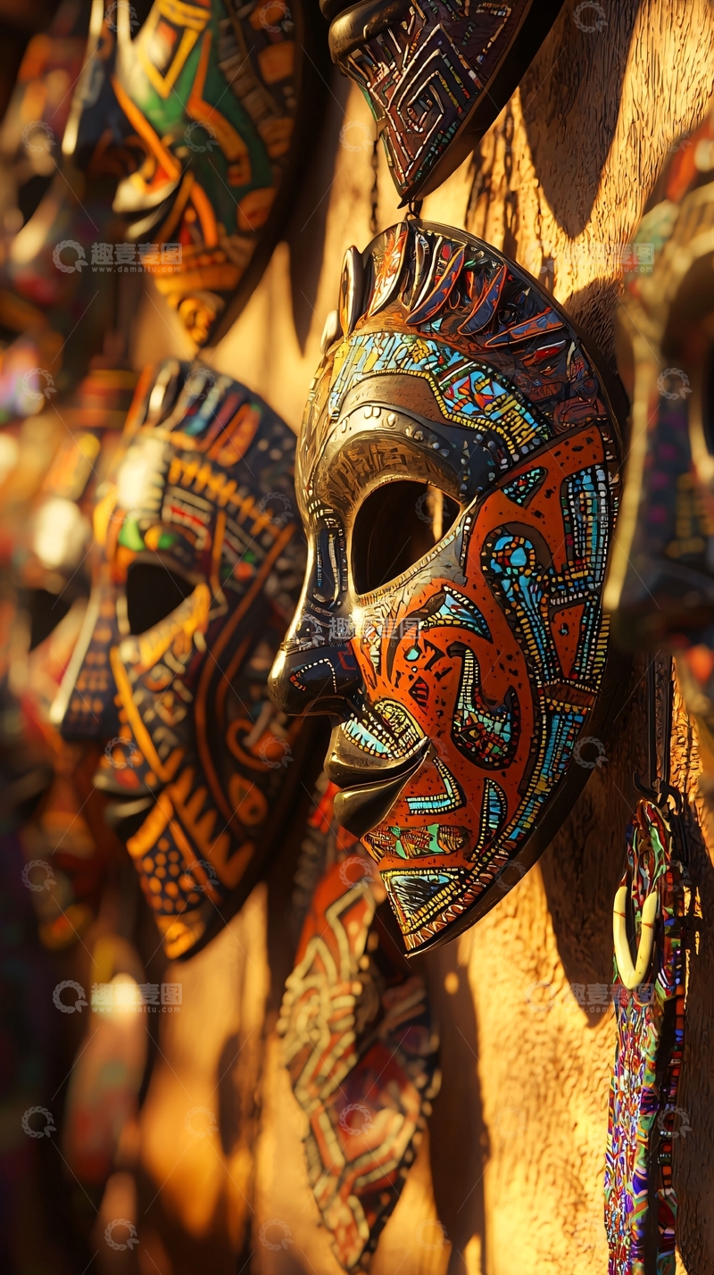 高清大图下载【趣麦麦图】彩色手工面具特写