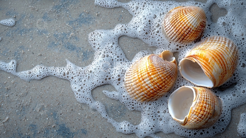 高清大图下载【趣麦麦图】海滩上的贝壳与泡沫
