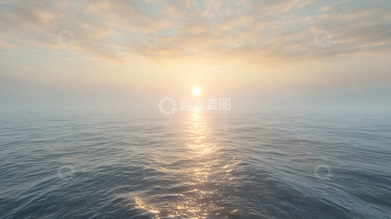 高清大图下载【趣麦麦图】平静海面日出