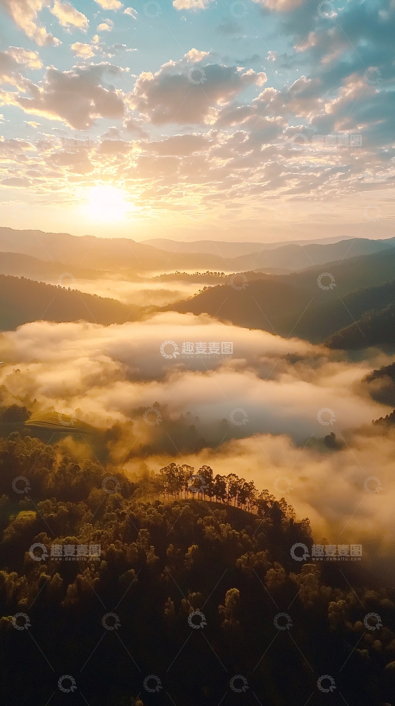 高清大图下载【趣麦麦图】日出山峦云海