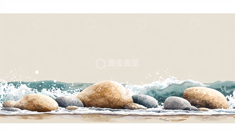 高清大图下载【趣麦麦图】海边石头与海浪