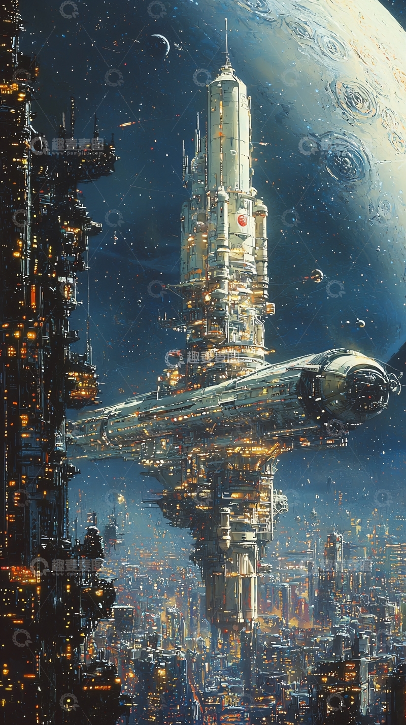 高清大图下载【趣麦麦图】未来都市星际基地