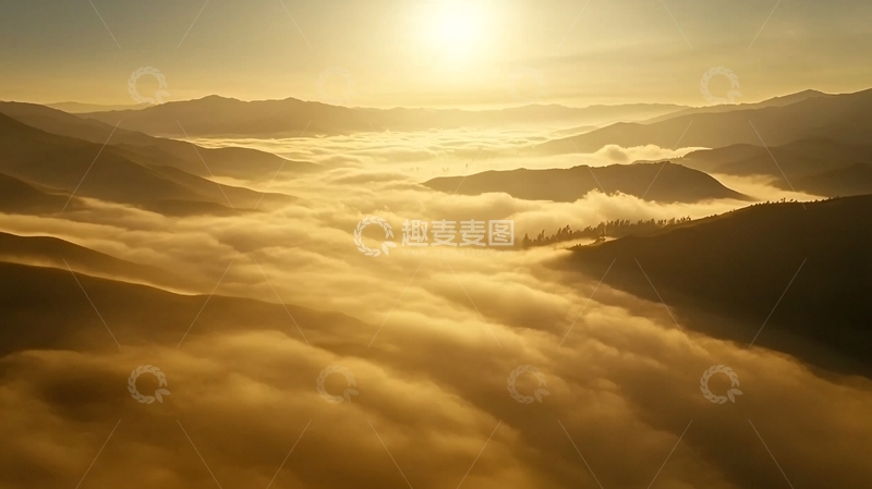 高清大图下载【趣麦麦图】日出云海山峦壮丽景色