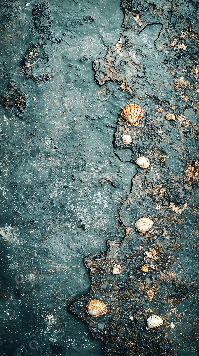高清大图下载【趣麦麦图】深色岩石上的贝壳