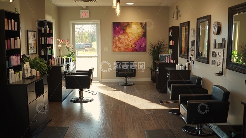 高清大图下载【趣麦麦图】明亮现代美发沙龙室内设计