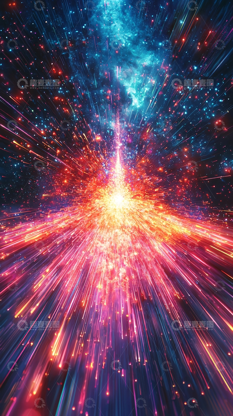 高清大图下载【趣麦麦图】宇宙星河中心爆炸发光景象