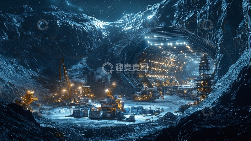 高清大图下载【趣麦麦图】山谷中的未来矿业基地