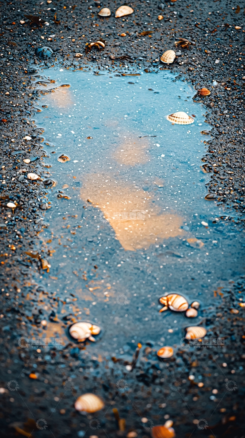 高清大图下载【趣麦麦图】积水中的天空倒影