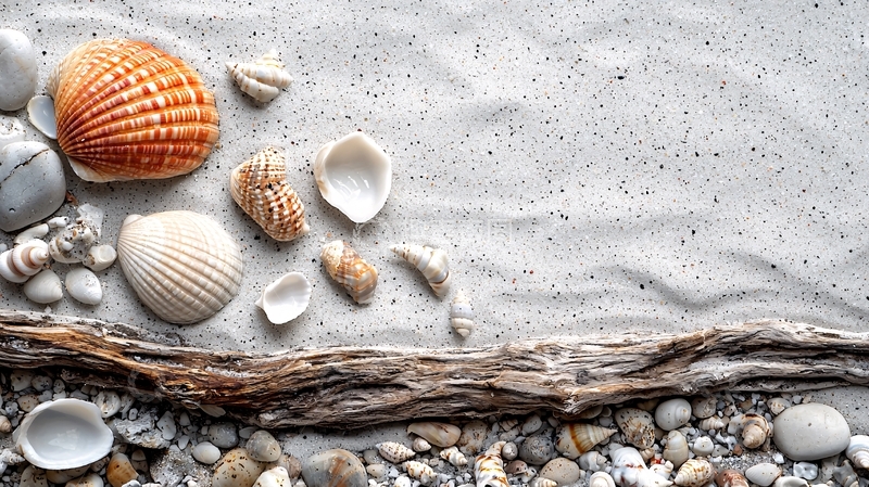 高清大图下载【趣麦麦图】海滩上的贝壳石头