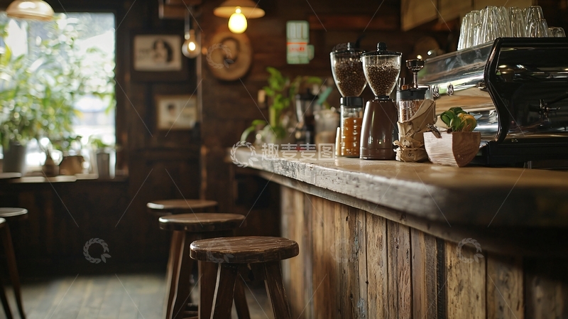 高清大图下载【趣麦麦图】复古木质吧台咖啡馆