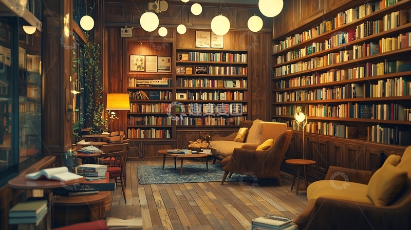 高清大图下载【趣麦麦图】温暖舒适的木质书房