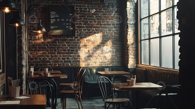 高清大图下载【趣麦麦图】复古砖墙咖啡馆