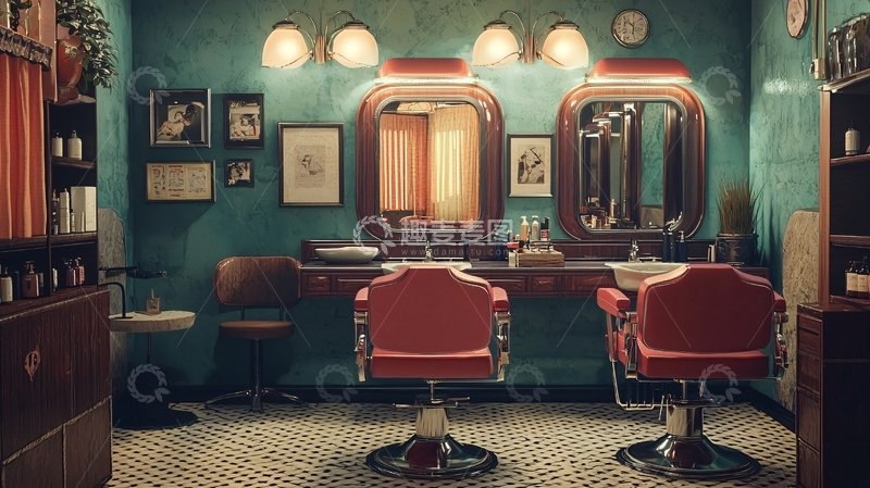 高清大图下载【趣麦麦图】复古理发店
