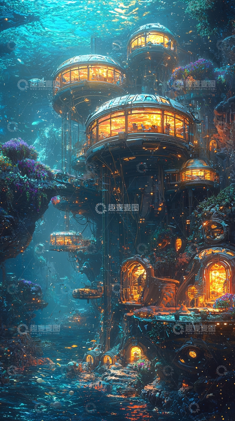 高清大图下载【趣麦麦图】水下未来城市