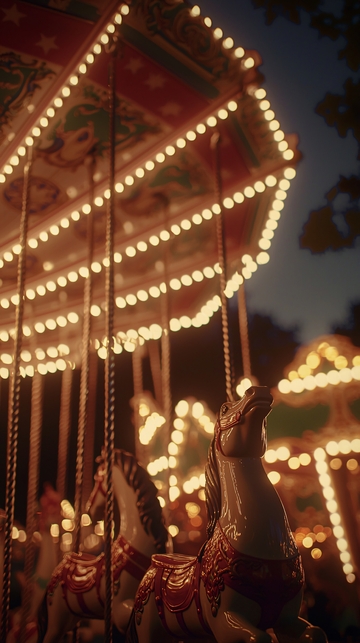 夜晚旋转木马灯光