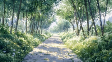 阳光洒满林间小路