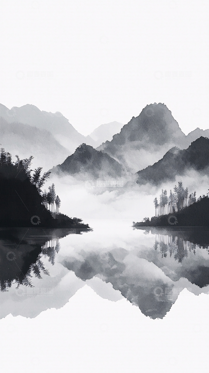 高清大图下载【趣麦麦图】水墨山水画302