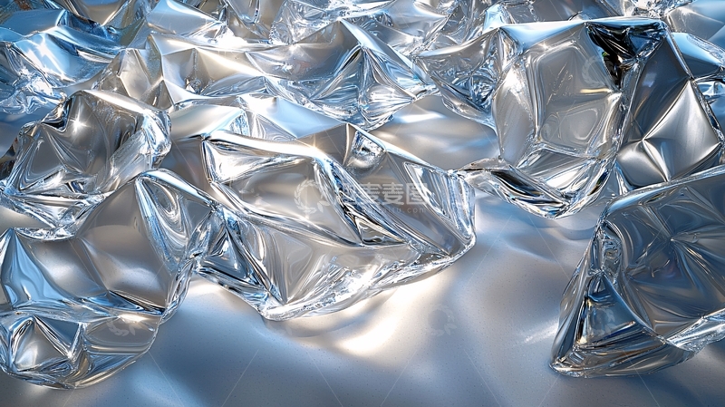 高清大图下载【趣麦麦图】银色褶皱金属质感背景
