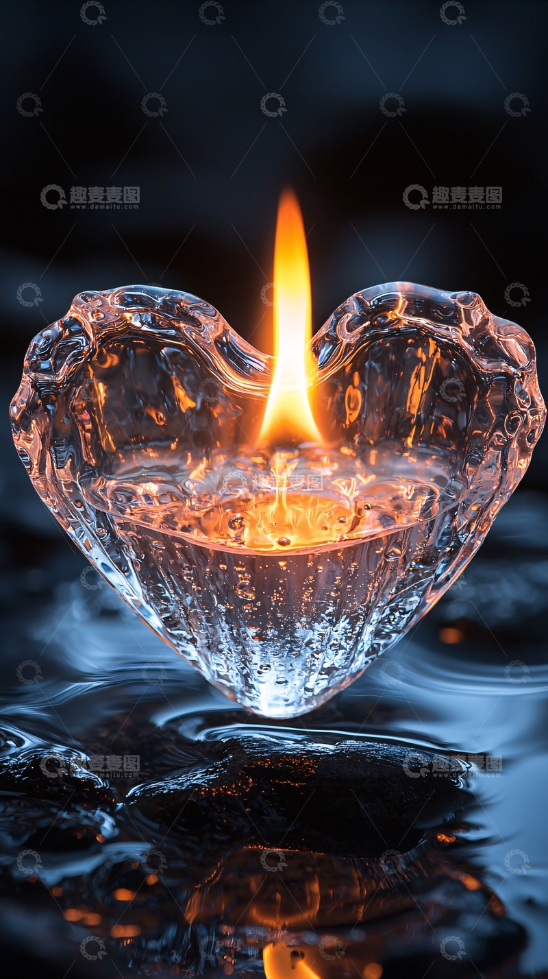 高清大图下载【趣麦麦图】心形蜡烛火焰