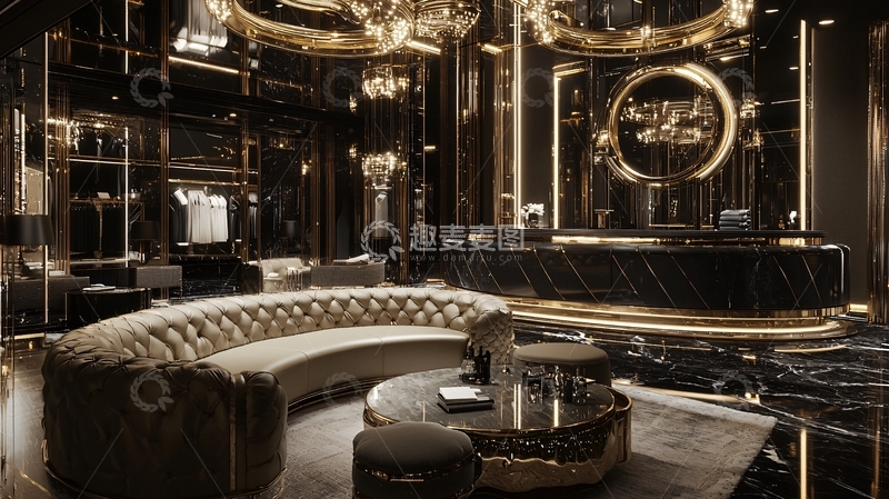 高清大图下载【趣麦麦图】奢华黑色金色调高端服装店