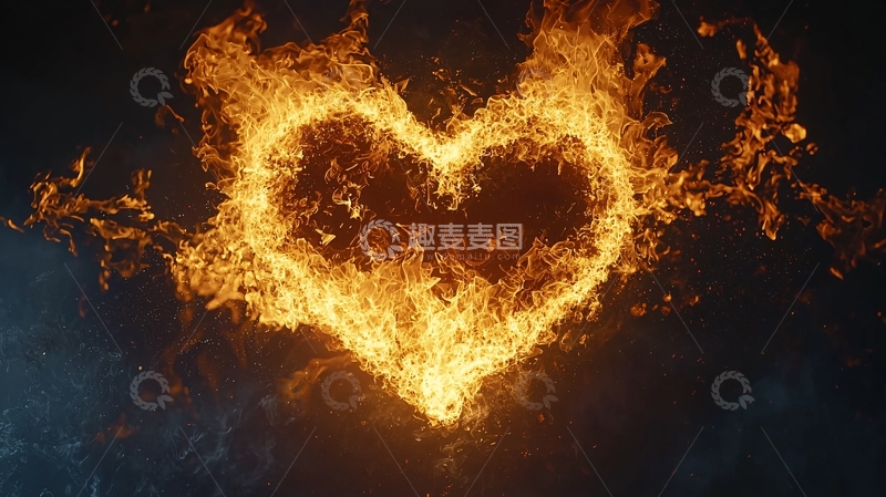 高清大图下载【趣麦麦图】火焰爱心