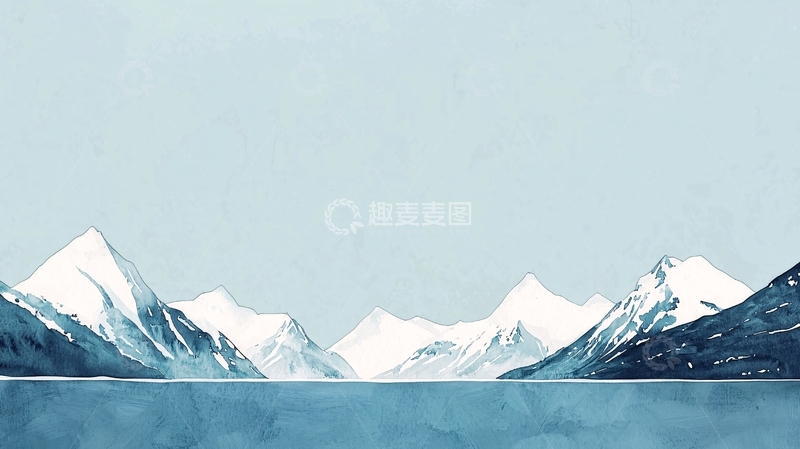高清大图下载【趣麦麦图】宽屏冰山湖泊山水画