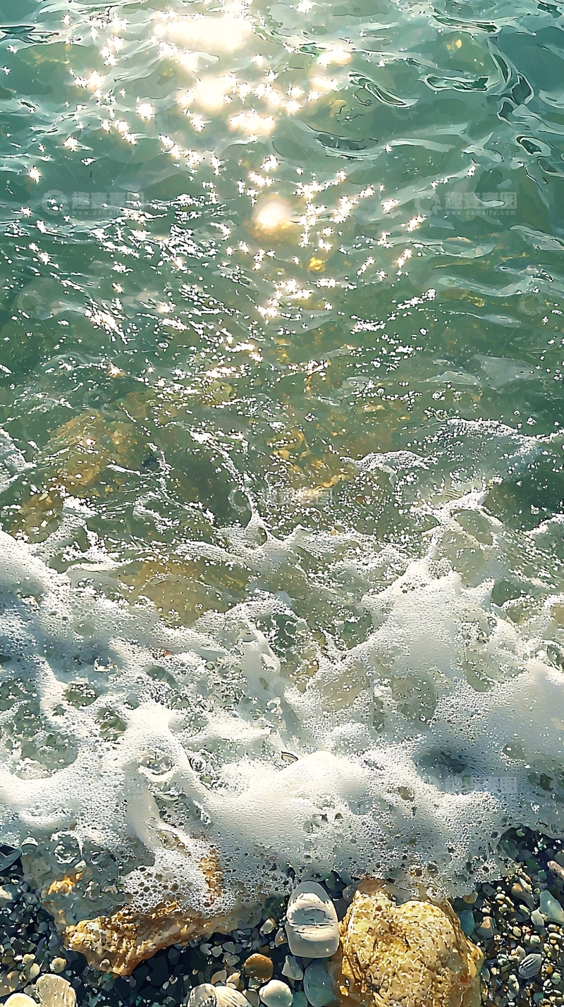 高清大图下载【趣麦麦图】清澈海水拍打海岸的景象
