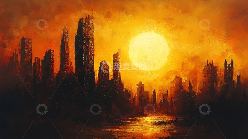 高清大图下载【趣麦麦图】末日废土城市夕阳