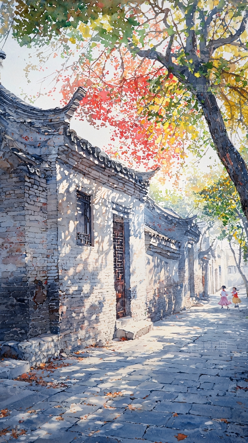 高清大图下载【趣麦麦图】秋日古镇街道