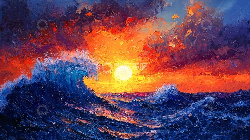 高清大图下载【趣麦麦图】壮丽的日落海景