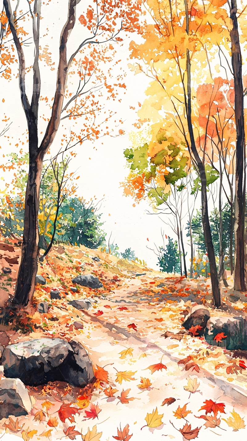 高清大图下载【趣麦麦图】秋季树林小路