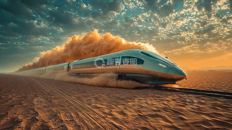 高清大图下载【趣麦麦图】沙漠高速列车