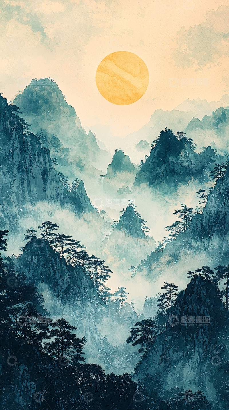 高清大图下载【趣麦麦图】水墨山水画309